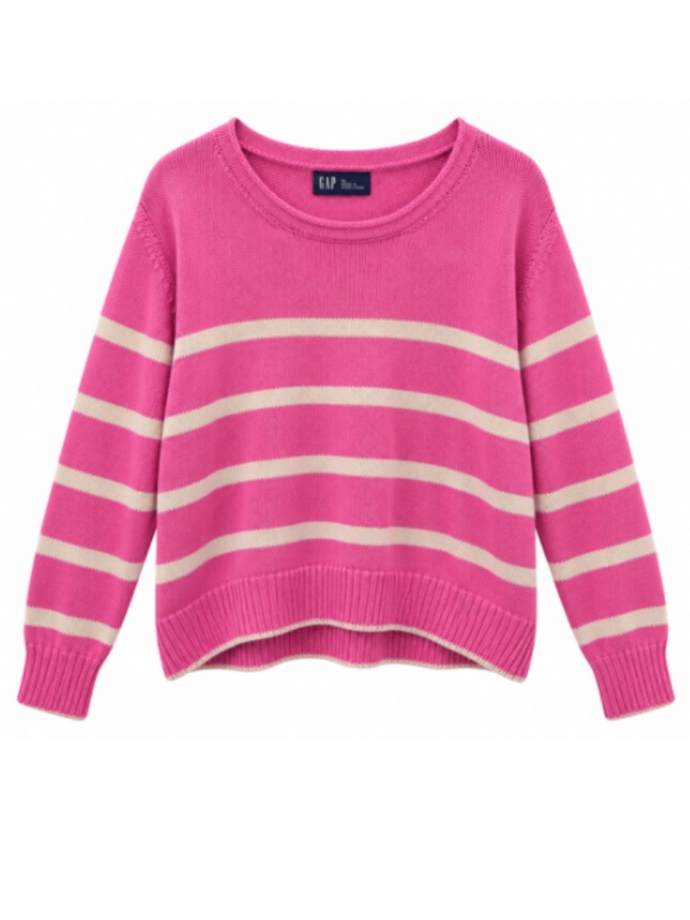 Pink & Cream Striped Knit Rollneck Sweater